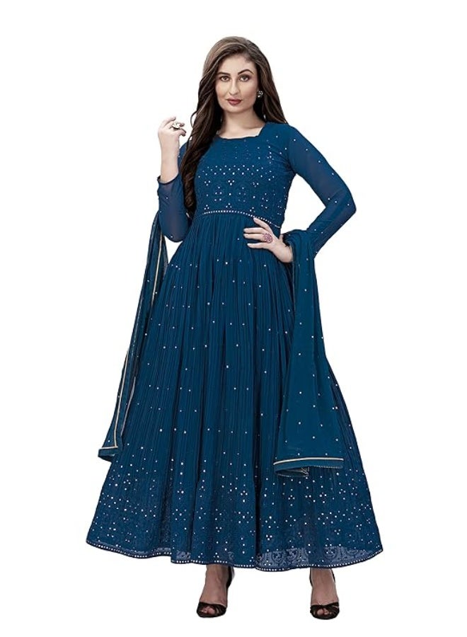 TRENDMALLS طقم أناركالي كورتا مطرز من قماش جورجيت للنساء من تريندمالز مع دوباتا 2XL - Image 1