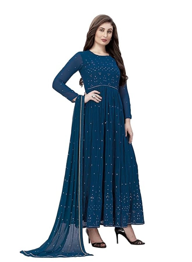 TRENDMALLS طقم أناركالي كورتا مطرز من قماش جورجيت للنساء من تريندمالز مع دوباتا 2XL - Image 4