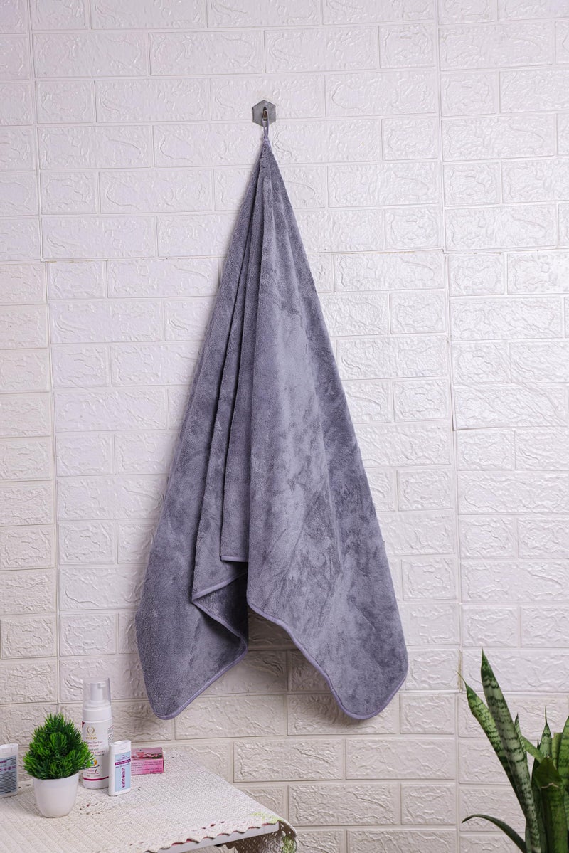 Fezora® Microfiber Towels for Bath | Towels for Bath Large Size | Bath Towel- Super & Absorbent with Hook Quick Dry | 500 GSM | 1 Piece Bath Towel for Men/Women 70 cms x 140 cms (Grey) - Image 3