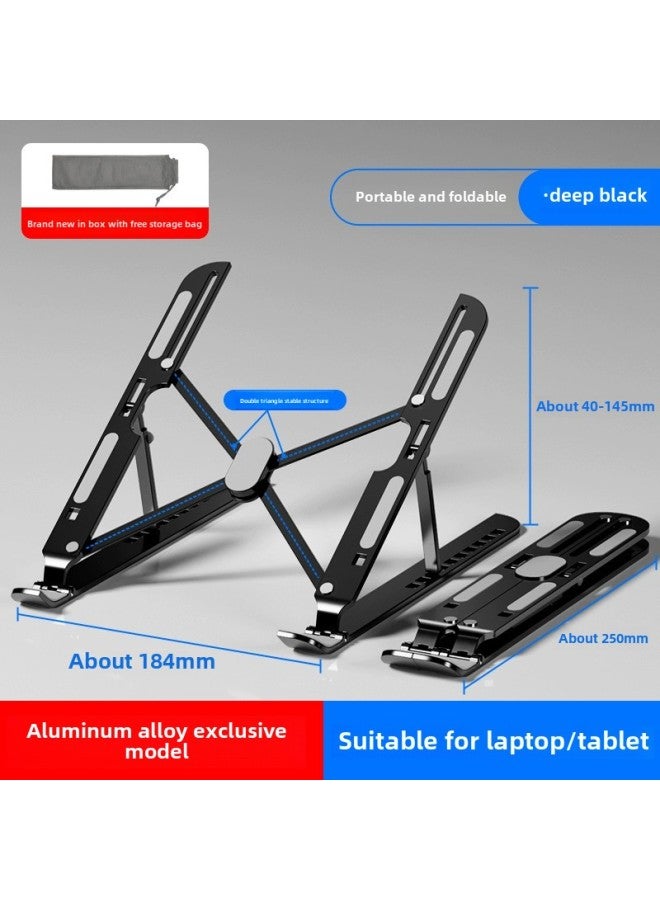 Laptop Stand Desktop Plus Elevated Foldable Portable Support Aluminum Alloy Flat Portable Office Special-Color:Classic Black  Comes With Storage Bag  - Image 1