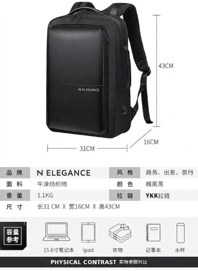 Elegance N-Elegance 019 Black Mens Transformation School Laptop Backpack - Image 3