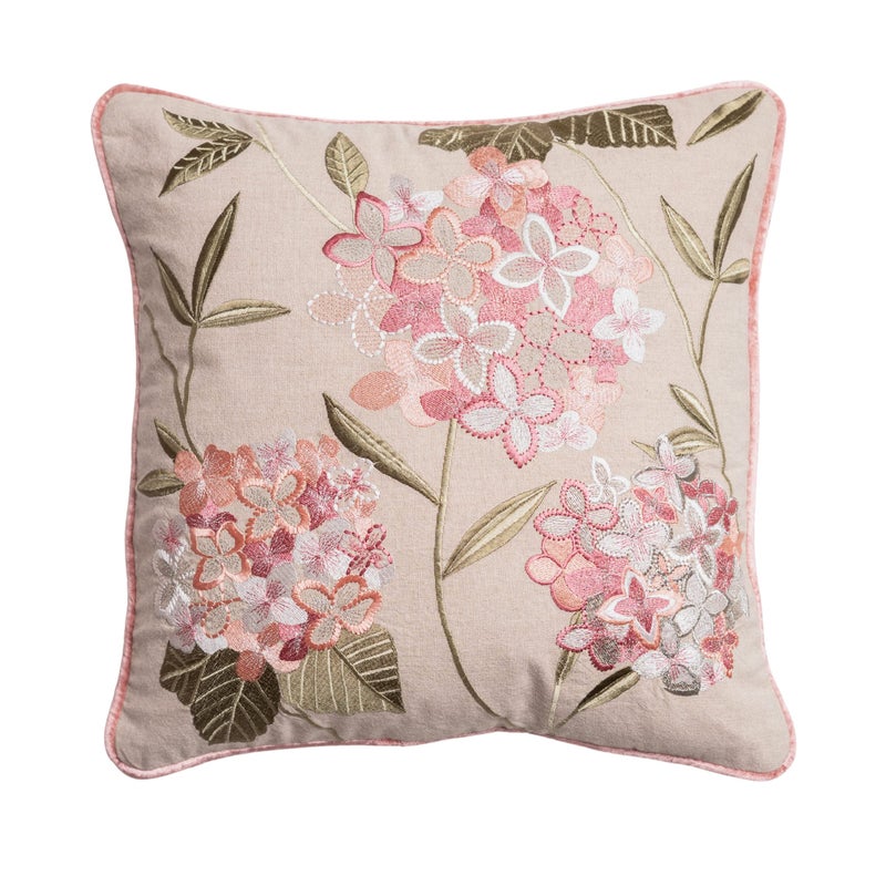 Haus & Kinder Embroidered Cushion Cover 16x16 Inch Set of 1 Premium Cotton Decorative Throw Pillow Cover for Sofa Couch Bed Soft Breathable Square Cushion Case Living Room Home Decor 40x40 cm Cushions - Image 2