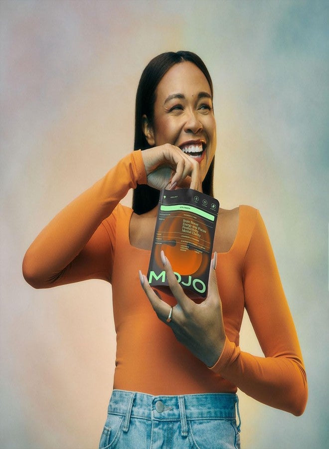 موجو علكات موجو إكسترا سترينث فوكس مع عرف الأسد، والجنسنغ الباناكس، وجذر الزنجبيل، والكورديسيبس، وسام-إي، والمنشطات الذهنية، مكمل غذائي للطاقة والتركيز، نباتي، بنكهة الفراولة واليوسفي (عبوة من 3 قطع) - Image 4