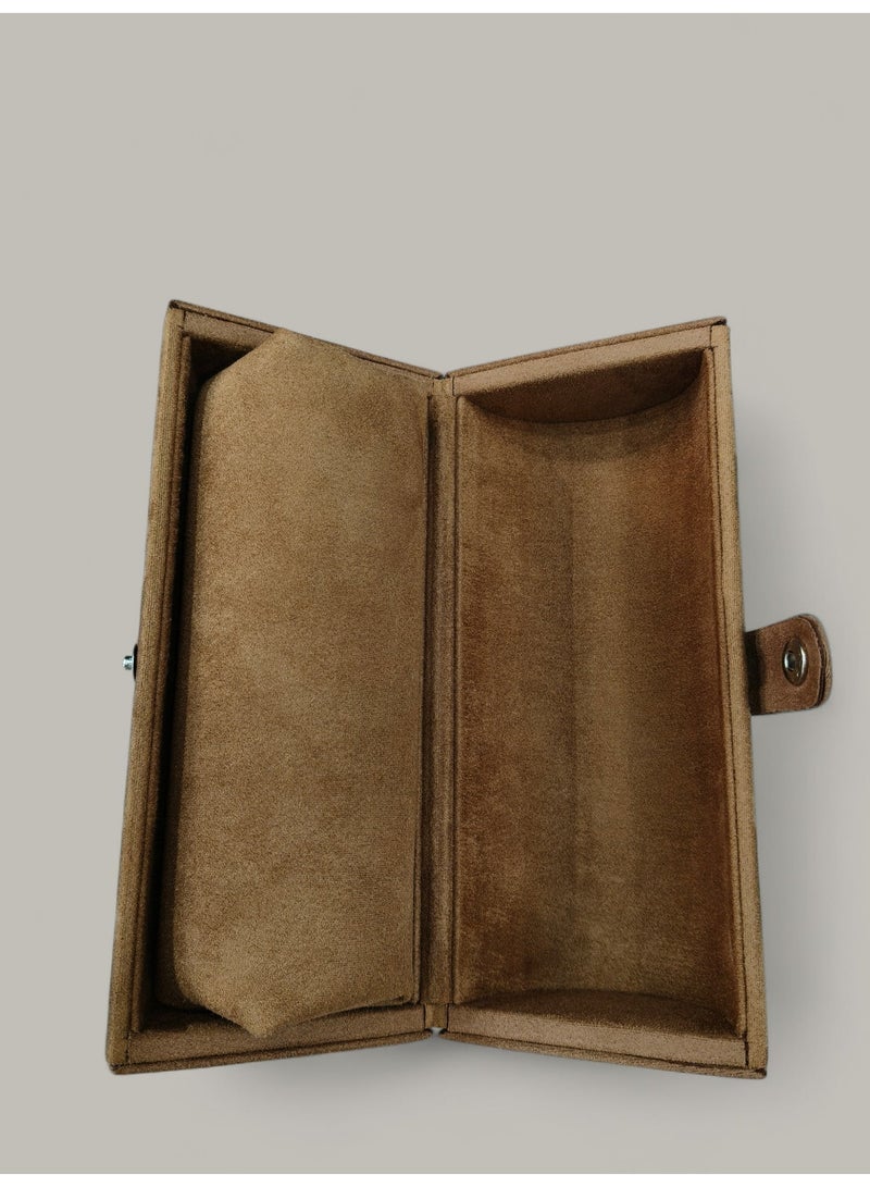 Al Seraj Luxury Brown Suede Bangle Box Organizer | Premium Portable Bracelet & Bangle Storage Case | Soft Velvet Jewelry Folder Box | Elegant Gift & Display Solution - Image 3