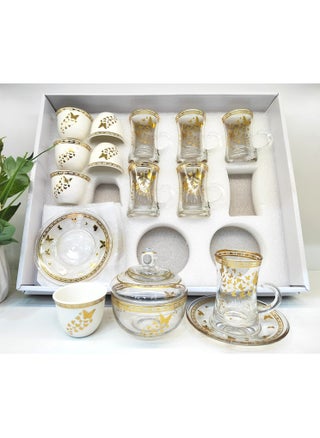 Set of 19 Pieces Tea Cups With Soucers Cawa Cups Sugar Bowl Traditional Arabian Design Cups for Tea Coffee Perfect for Home And Office By Damanhoor - pzsku/Z52DCA0EBB8C76679969AZ/45/1746216836/436fc6b7-393d-47d3-9539-25ec40e18277