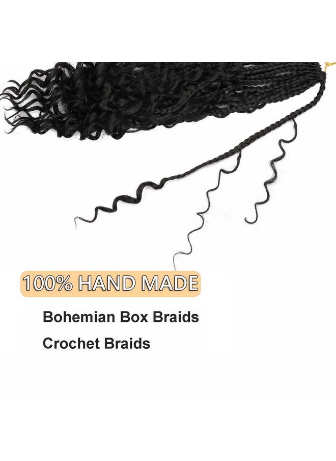 Mytarku 8 Packs Goddess Bohemian Box Braids Crochet Hair with Curly Ends 12 Inch Boho Braids Crochet Box Braids Synthetic Braiding Hair Extensions for Black Women (1B, 12 inch 8 pack)  - Image 4
