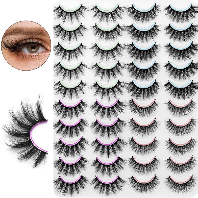 DYSILK Mink Lashes False Eyelashes - Wispy Lashes Natural Look 20 Pairs Lashes Pack 4 Styles Mixed Faux Mink Eyelashes 6D Fake Eyelashes Fluffy Cat Eye Lashes Pack| 11mm-20mm - Image 2