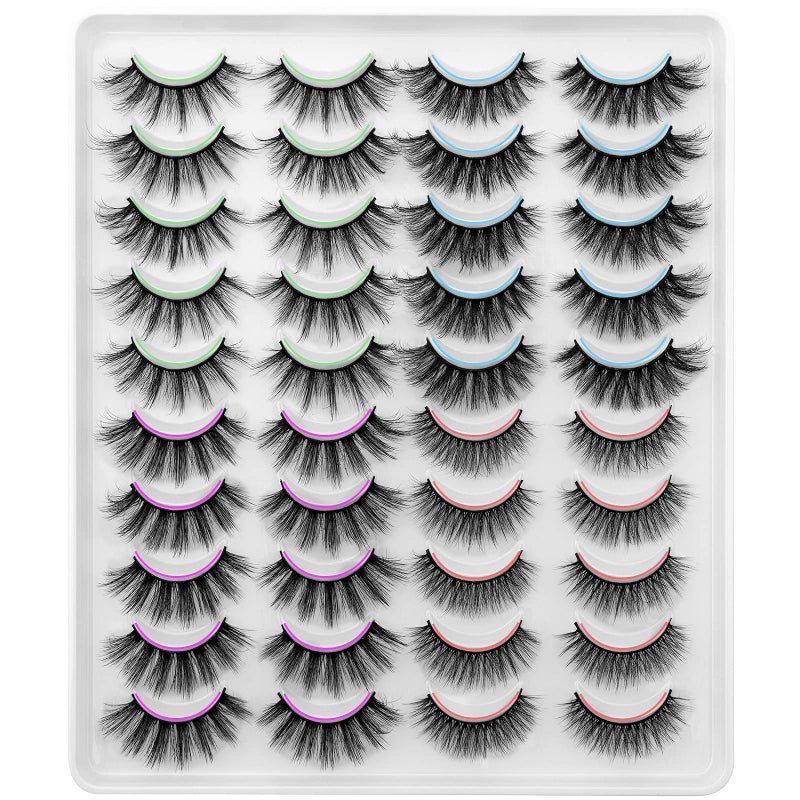 DYSILK Mink Lashes False Eyelashes - Wispy Lashes Natural Look 20 Pairs Lashes Pack 4 Styles Mixed Faux Mink Eyelashes 6D Fake Eyelashes Fluffy Cat Eye Lashes Pack| 11mm-20mm - Image 3