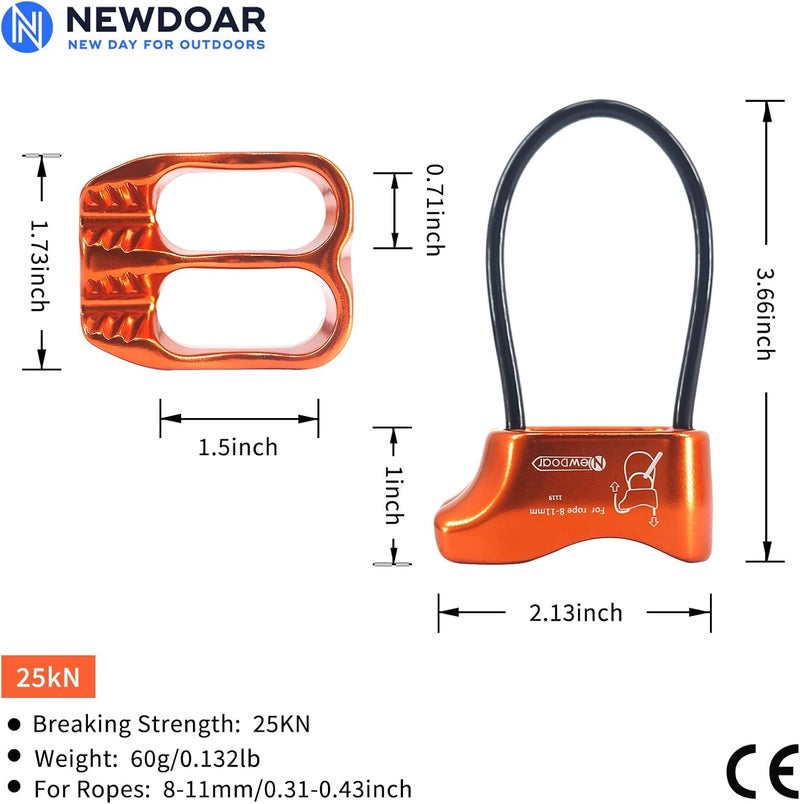 Newdoar Climbing Abseiling Belay Device ATC Rappelling Descender 25KN V-grooved Equipment - Image 2