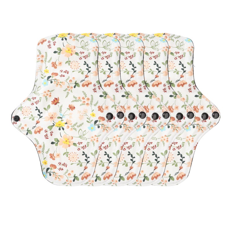5pcs Washable Breathable Menstrual Pad Flower Pattern Super Absorbent Reusable Cotton Sanitary Pad Panty Liners M - Image 4