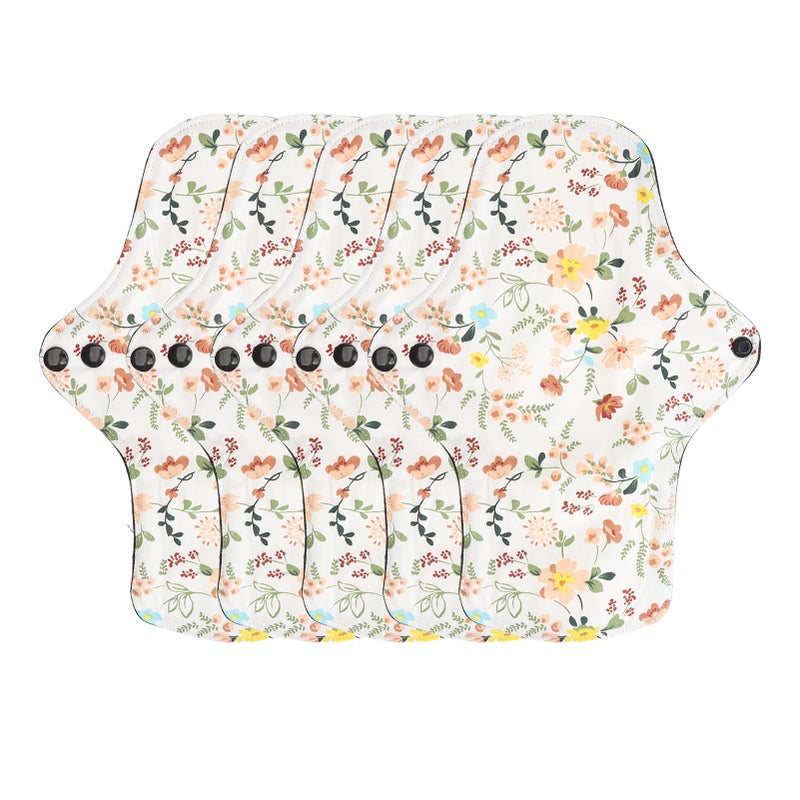 5pcs Washable Breathable Menstrual Pad Flower Pattern Super Absorbent Reusable Cotton Sanitary Pad Panty Liners M - Image 1