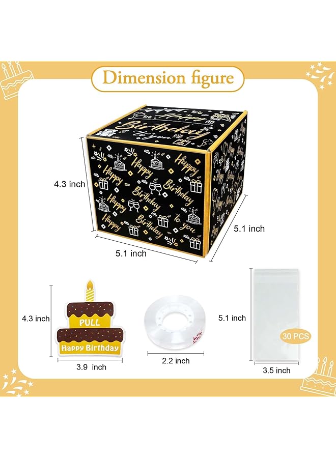 erorex Happy Birthday Cash Box Men Birthday Gift Ideas Money Gift Box With Pull Out Card And Cash Holder Black And Gold Diy Surprise Box  - Image 5