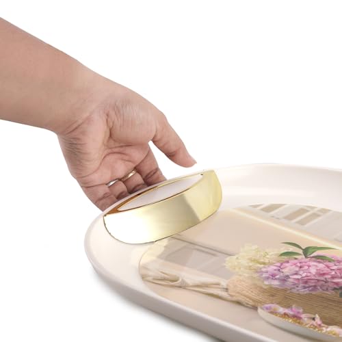 Nayasa Inspiration Plastic Serving Tray Set of 3 (Small, Medium, Big) | Kitchen Tray for Serving Tea, Coffee, Snacks | Multi Purpose Serveware | White & Cream - Image 2
