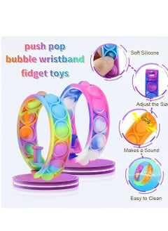 OUYoo 14 Pcs Pop It Fidget Toys Set, Wearable Push Bubble Sensory Toy Relief Stress Finger Press Silicone Wristband for ADHD in Children and Adults, Classroom Prizes  - Image 1