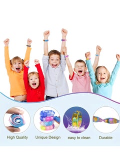 OUYoo 14 Pcs Pop It Fidget Toys Set, Wearable Push Bubble Sensory Toy Relief Stress Finger Press Silicone Wristband for ADHD in Children and Adults, Classroom Prizes  - Image 2