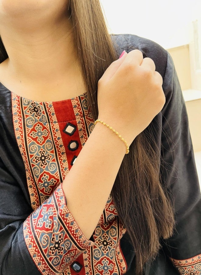 JHB Gold Plated Bead And Black Bead Bracelet 3 Pis Combo For Women - Image 4