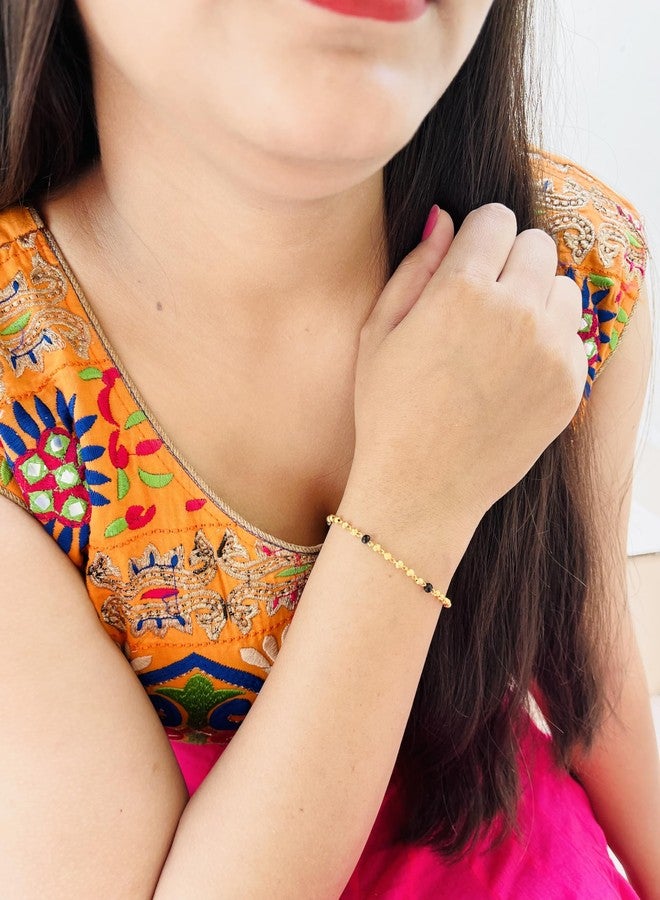 JHB Gold Plated Bead And Black Bead Bracelet 3 Pis Combo For Women - Image 5