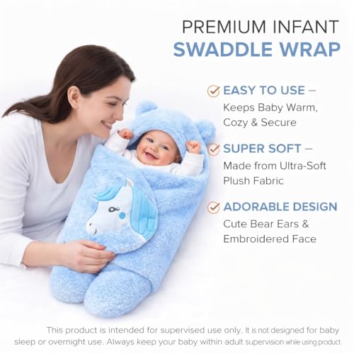 BRANDONN Baby Blanket Newborn Gift Pack of Swaddle Wrapper, 0-9 Months, Length 68 cm x Width 68 cm - Image 2