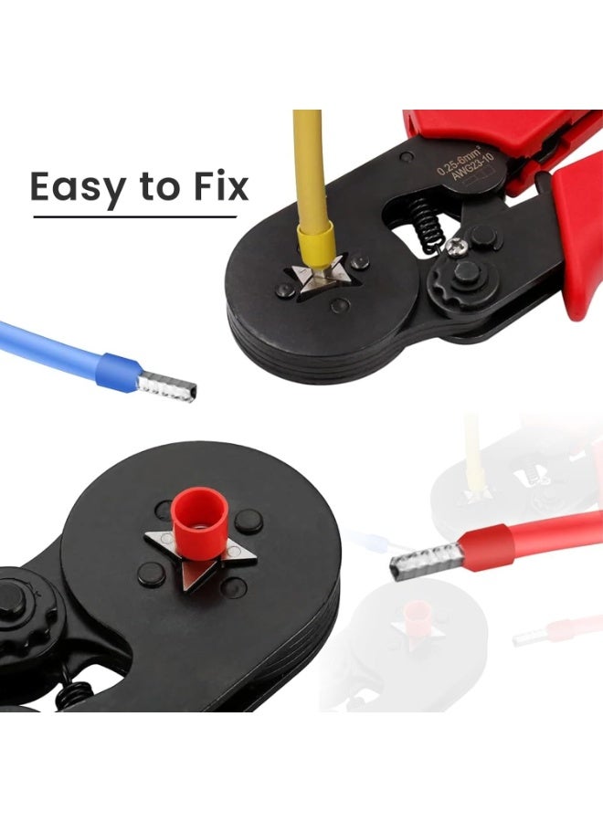 Relex Ferrule Crimping Tools Wire Pliers - 1200 PCS Wire Ferrules with Crimpers Pliers Kit for Electricians, Adjustable Ratchet Tools with Terminals Connectors 0.25-10 mm² (AWG 23-7) - Image 4