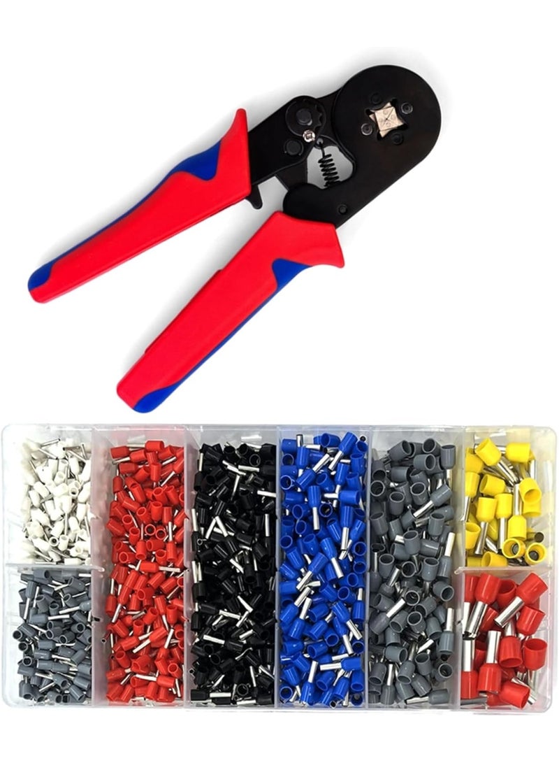 Relex Ferrule Crimping Tools Wire Pliers - 1200 PCS Wire Ferrules with Crimpers Pliers Kit for Electricians, Adjustable Ratchet Tools with Terminals Connectors 0.25-10 mm² (AWG 23-7) - Image 1