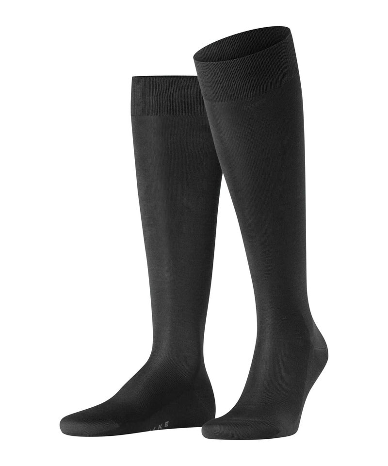 FALKE Men's Tiago Knee-High Socks, Breathable, Fil D'Écosse Cotton, Classic Formal Sock, Lightweight, Trendy Clothing, Black (Black 3000), 11-12, 1 Pair - Image 1