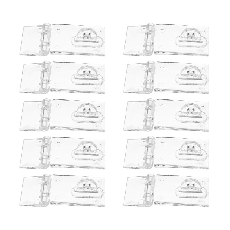 10 Sets Transparent Hinge Latch Lock for Cabinet Drawer Box - Clear Lock Hasps Buckle Easy Installation for Organizer Storage - Image 1