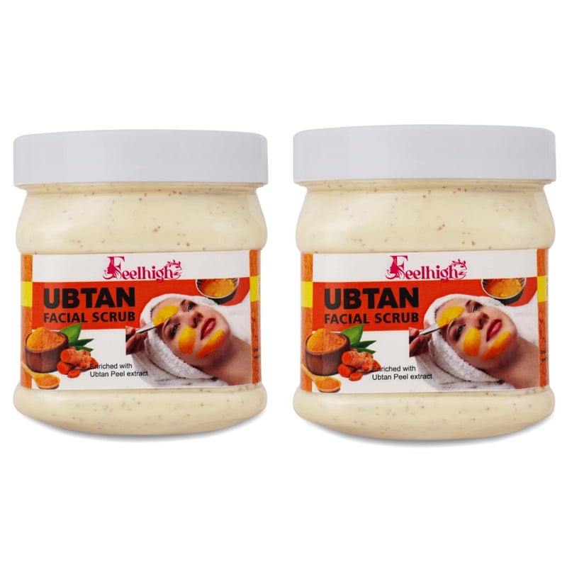 Feelhigh Combo Ubtan Facial Scrub Enriched with Ubtan Peel And Turmeric Extract 500ml Helps To Reduce Oilness and Prevent Acne Men And Women All type of Skin Scrub Pack 2 - Image 1
