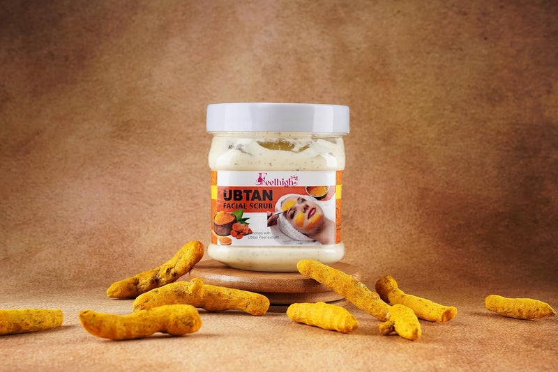 Feelhigh Combo Ubtan Facial Scrub Enriched with Ubtan Peel And Turmeric Extract 500ml Helps To Reduce Oilness and Prevent Acne Men And Women All type of Skin Scrub Pack 2 - Image 4