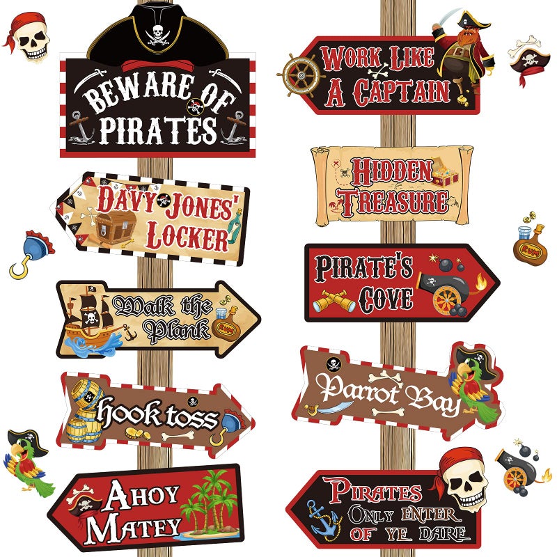 Chinco 20 Pieces Pirate Party Sign Pirate Theme Birthday Party Decoration - Image 1