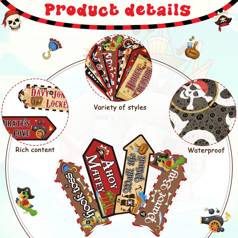 Chinco 20 Pieces Pirate Party Sign Pirate Theme Birthday Party Decoration - Image 3