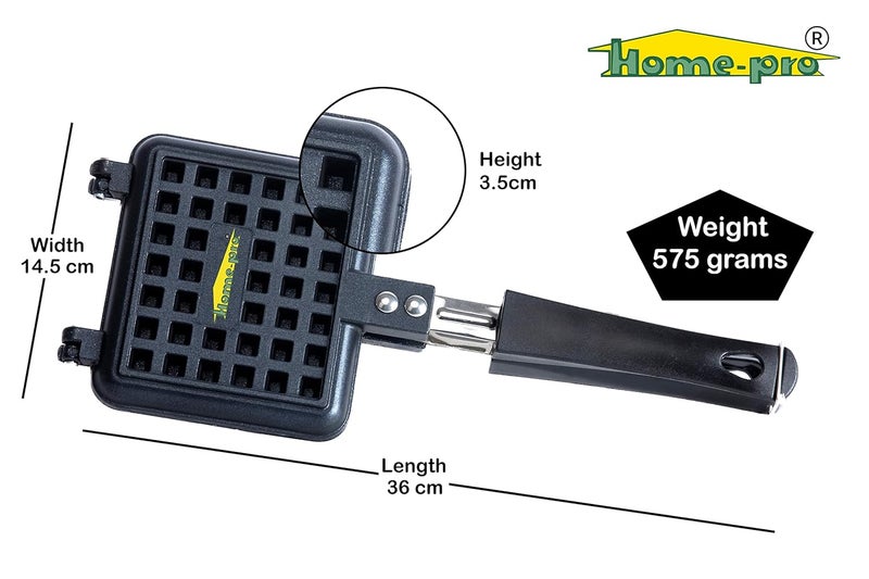 HomePro HomePro Homepro Non Stick Waffle Maker Bread Toaster Heavy Quality Bakelite Handle Combo Pack 1000 Watts Black - Image 5