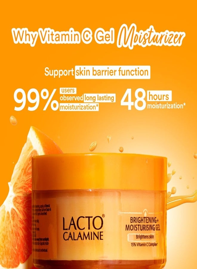 Lacto Calamine 15% Vitamin C Brightening Face Moisturizer, Niacinamide & Glycolic Acid, Lightweight Non Sticky Daily Moisturizer for Glowing Skin, 50g - Image 2