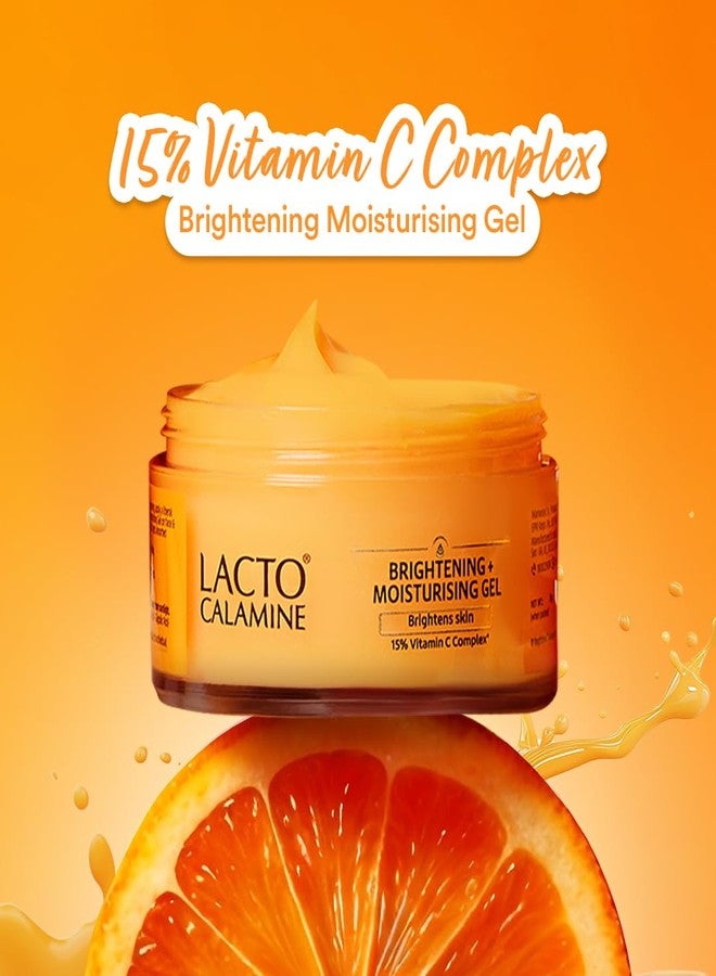 Lacto Calamine 15% Vitamin C Brightening Face Moisturizer, Niacinamide & Glycolic Acid, Lightweight Non Sticky Daily Moisturizer for Glowing Skin, 50g - Image 1