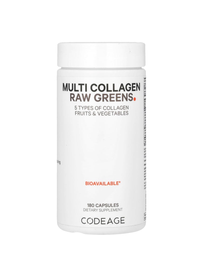 Codeage Multi Collagen Raw Greens, 180 Capsules