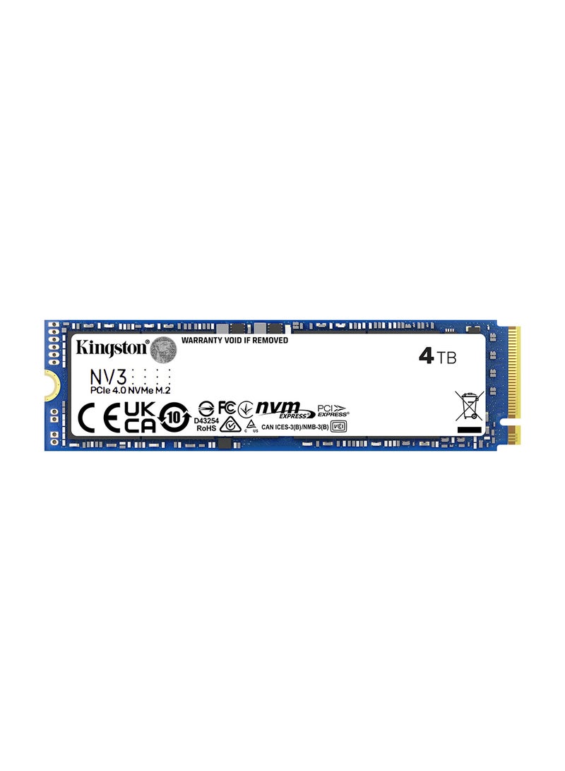 Kingston NV3 4TB M.2 2280 NVMe Internal SSD, Up to 6000MB/s Read, 5000MB/s Write Speed, Gen 4.0x4 NVMe PCIe, 2.17G Vibration Operating, 1280TBW | SNV3S/4000G - Image 1