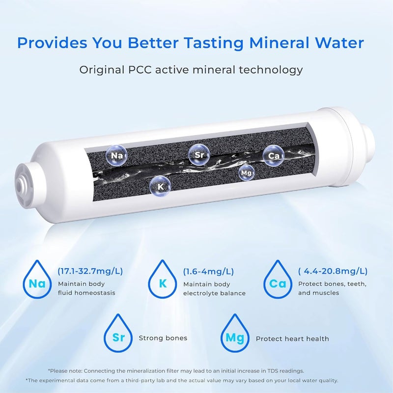 Waterdrop Remineralization Filter WD-MNR35, 1/4" Quick Connect Mineral Filter for Reverse Osmosis System, Restore Essential Minerals for RO System, RO Mineral, Under Sink Water Filtration - Image 3