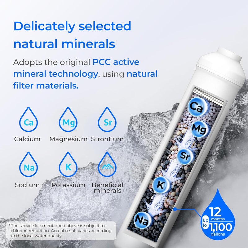 Waterdrop Remineralization Filter WD-MNR35, 1/4" Quick Connect Mineral Filter for Reverse Osmosis System, Restore Essential Minerals for RO System, RO Mineral, Under Sink Water Filtration - Image 2