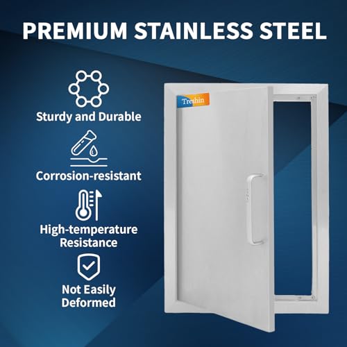 Treshin Outdoor Kitchen Doors 17" W x 24" H - Stainless Steel Single Door with Magnetic Closure, Durable and Easy to Clean BBQ Access Door - Perfect for Outdoor Kitchens, BBQ Islands - Image 3
