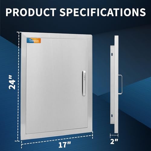 Treshin Outdoor Kitchen Doors 17" W x 24" H - Stainless Steel Single Door with Magnetic Closure, Durable and Easy to Clean BBQ Access Door - Perfect for Outdoor Kitchens, BBQ Islands - Image 2