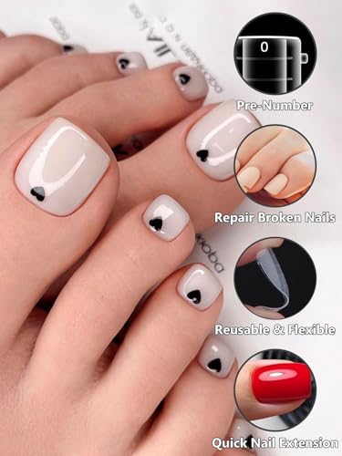 TOROKOM Poly Gel Nail Forms for Toes, Long Square Dual Forms, Toe Pedi Nail Extension Reusable Toe Nail Tips Mold, 120Pcs, 12 Sizes - Image 4