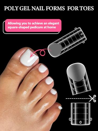 TOROKOM Poly Gel Nail Forms for Toes, Long Square Dual Forms, Toe Pedi Nail Extension Reusable Toe Nail Tips Mold, 120Pcs, 12 Sizes - Image 2