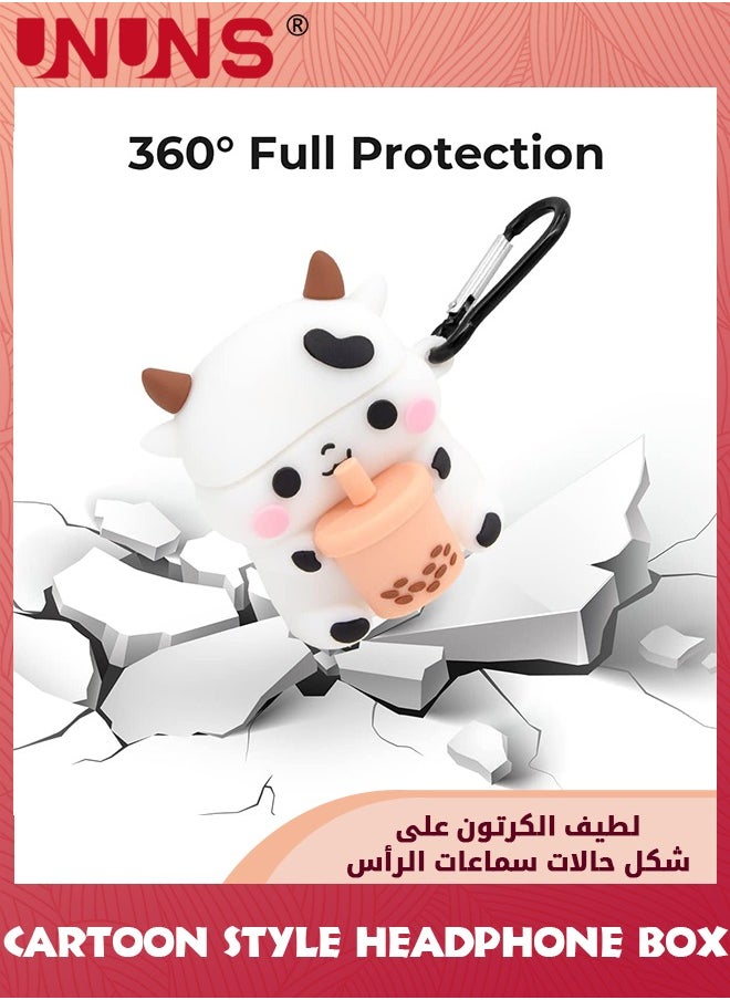 UNUNS - Cute Boba Tea Cow Airpods Case,3D Cartoon Funny Kawaii Fashion Case With Keychain For Girls Boys Kids For Airpod Case 2nd/1st Generation,Silicone Cover For Air Pods Protective Accessories - Image 1