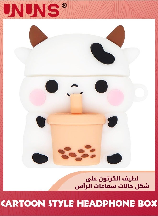 UNUNS - Cute Boba Tea Cow Airpods Case,3D Cartoon Funny Kawaii Fashion Case With Keychain For Girls Boys Kids For Airpod Case 2nd/1st Generation,Silicone Cover For Air Pods Protective Accessories - Image 1