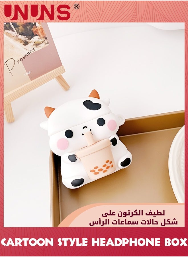 UNUNS - Cute Boba Tea Cow Airpods Case,3D Cartoon Funny Kawaii Fashion Case With Keychain For Girls Boys Kids For Airpod Case 2nd/1st Generation,Silicone Cover For Air Pods Protective Accessories - Image 1