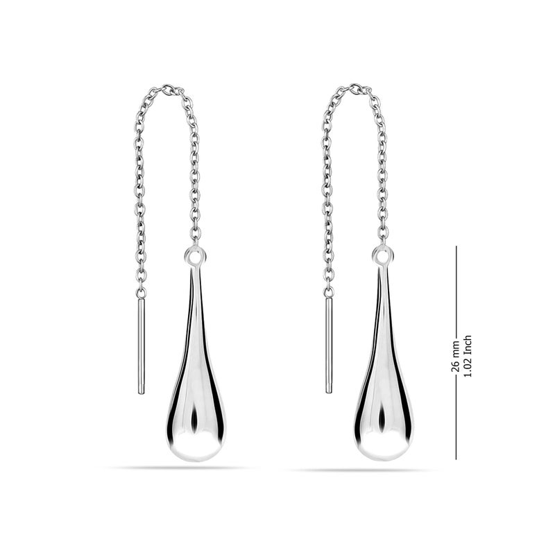 LeCalla Sterling Silver Jewelry Light-Weight Teardrop Threader Earrings for Women - Image 3