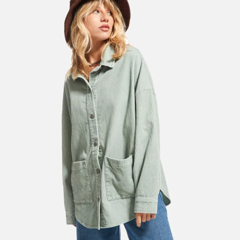 Roxy Kick Back Washed Corduroy Long Sleeve Shirt - Women