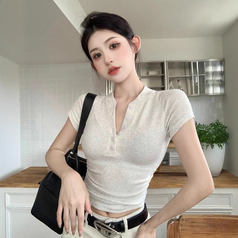8505 # Gentle Design, Short-Sleeved T-Shirt For Women In Summer Gray - Image 4