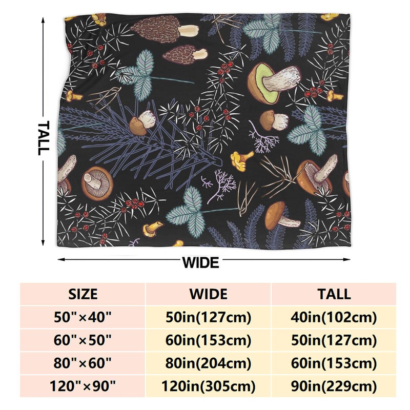 ARTIEMASTER Dark Wild Forest Mushrooms Customized Blanket Soft and Lightweight Flannel Throw Suitable for Use in Bed  Living Room and Travel 80""x60"" for Audlt - Image 3