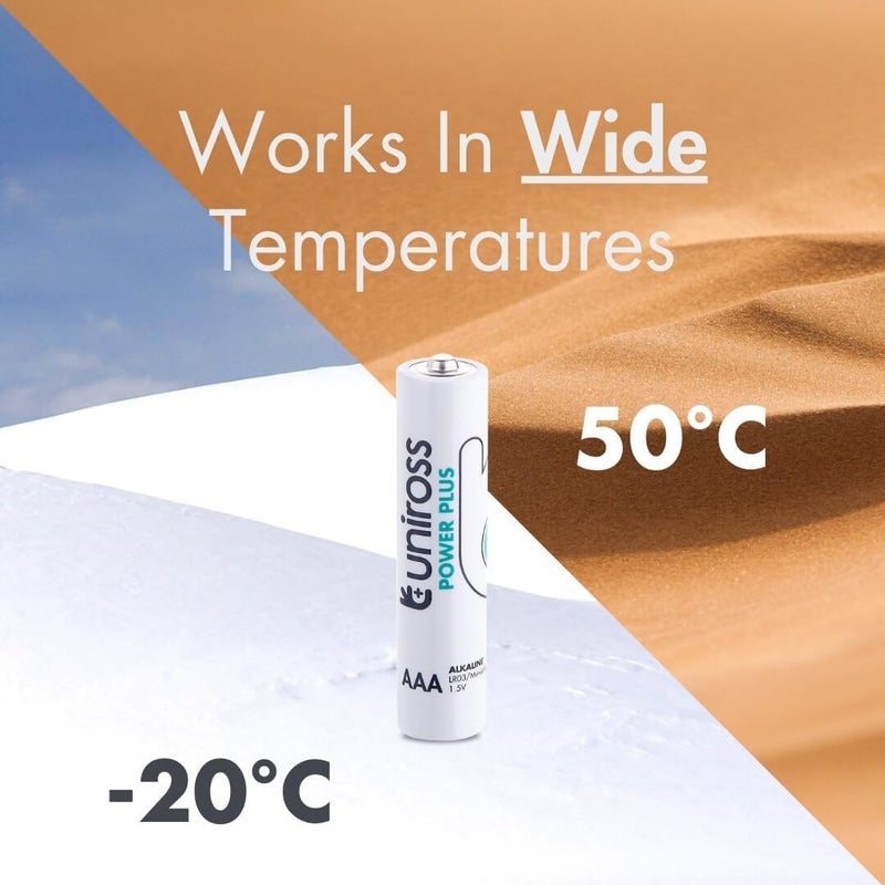 يونيروس بطاريات Uniross AAA LR03 Power Plus 1.5 فولت قلوية طويلة الأمد لمنبهات الساعة وألعاب التحكم عن بعد – عبوة من 40 بطارية - Image 5