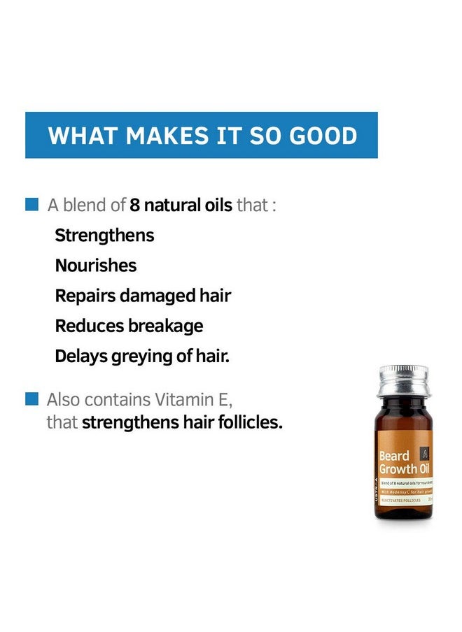Ustraa - Beard Growth Oil - 35Ml - More Beard Growth, With Redensyl, 8 Natural Oils Including Jojoba Oil, Vitamin E, Nourishment & Strengthening, No Harmful Chemicals - Image 1
